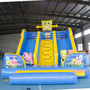 Structure gonflable commerciale double piste avec toboggan, mur d'escalade, château gonflable et parcours d'obstacles pour enfants et adultes, idéale pour la location événementielle - Product Image 6