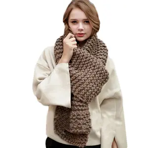 保暖定制厚女围巾针织毛皮灰色羊毛冬季围巾