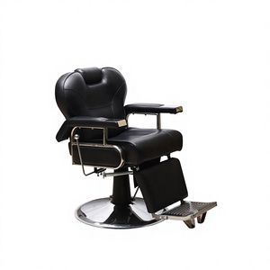 Fauteuil <span class=keywords><strong>de</strong></span> Barbier Métallique Rotatif et Réglable en Hauteur pour Hommes, Design Plat, avec Accoudoirs, Style Luxe Léger et Tendance - Product Image 1