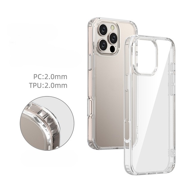 2.0MM Hybrid 2 in 1 Transparent Shockproof Clear TPU+PC Back Cover Phone case