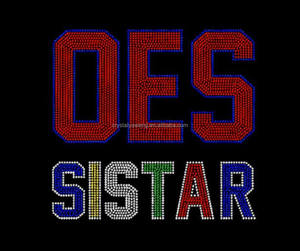 Autocollants de transfert thermique personnalisés en forme de cœur OES 1850 pour t-shirts, mode, sororité, à repasser, OES SISTAS, motifs en cristal - Product Image 4