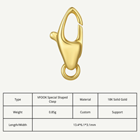 Fermoir à homard de forme spéciale personnalisé VFOOK avec anneau de jonction sans nickel, fermoir de connexion pour collier en or véritable 18K 14K