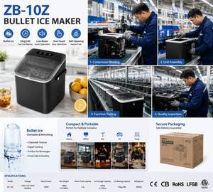 เครื่องทำน้ำแข็งทรงกระสุนดีไซน์ใหม่ ได้รับการรับรองมาตรฐาน CE CB ETL พร้อมส่วนประกอบหลักที่พัฒนาขึ้นเองได้รับสิทธิบัตร ทำความสะอาดตัวเองได้ ราคาประหยัด - Product Image 4