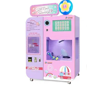 Luxury Professional Fully Automatic Electric Commercial Fairy Floss Flower Fancy Soft Cotton Candy Vending Machine