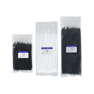 Bridas de nailon RCR 4x150 200 250 mm blancas y negras autoblocantes para atar hilos - Product Image 1