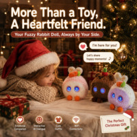 Jouets en peluche IA avec tenue tricotée, jouet interactif intelligent aux yeux dynamiques, cadeau de Noël émotionnel pour enfant