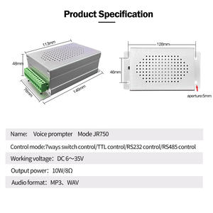 Recordatorio de voz USB Dispositivo de advertencia de audio Emisora de sonido DC6-35V <span class=keywords><strong>RS232</strong></span>/485 TTL Control remoto MP3 9 tonos Sistemas de alarma - Product Image 4