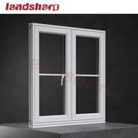 Landsharp Fenêtre à battant français à double vitrage à rupture thermique en aluminium avec cadre en acier inoxydable Porte en verre insonorisée Usage domestique