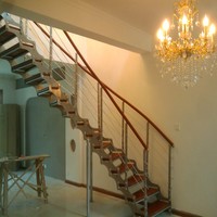 Escalier à double poutre CBMmart de haute qualité, design moderne intérieur 3D, garde-corps en fil métallique en forme de C, marches antidérapantes en verre trempé