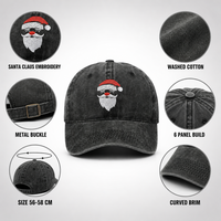 Casquette de baseball Père Noël brodée, en coton lavé, 6 panneaux, visière incurvée, unisexe, vente en gros, personnalisable