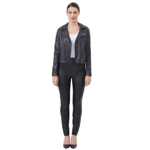 Pantaloni lunghi in pelle sintetica da <span class=keywords><strong>donna</strong></span> alla caviglia lunghi fino alla vita di moda Street tinta unita - Product Image 1