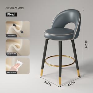 Tabouret de bar nordique avec dossier, tabouret haut moderne, simple et luxueux, tabouret haut pour comptoir de réception, caissier, tabouret de bar pivotant - Product Image 6
