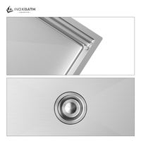 Évier de cuisine rectangulaire en acier inoxydable 304 brossé, fait main, style ferme, à encastrer, design dissimulé, pour vente en gros