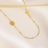 Collier pendentif ovale croix en acier inoxydable plaqué or 18 carats Gaovo, chaîne de clavicule minimaliste de luxe pour femmes