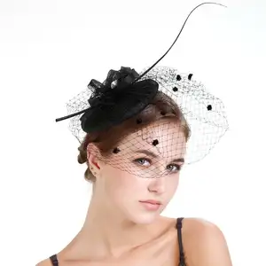 2021 новый дизайн, элегантные свадебные шляпы с перьями и вуалеткой, чайная шляпа, Кентукки, Дерби