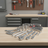 Ensemble d'outils mécaniques standard (SAE) en acier au chrome-vanadium industriel avec mallette rigide (135 pièces) - Clé dynamométrique