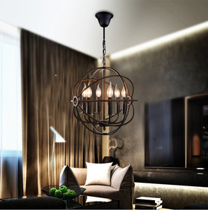 Moderno <span class=keywords><strong>Lampadario</strong></span> Industriale 6 Lampada A Sospensione Apparecchio Palla Rotonda Luce Del Pendente Della <span class=keywords><strong>Gabbia</strong></span> - Product Image 3