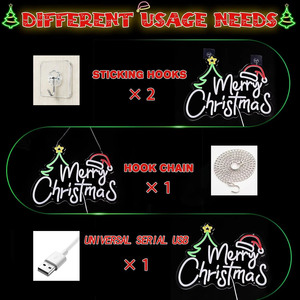 Lumière néon LED Joyeux Noël, alimentée par USB, pour décoration murale intérieure, enseigne de fête, club, magasin, lumière d'ambiance, indicateur lumineux 5V/12V - Product Image 5