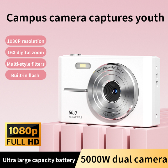 50 M P Digital Camera 2.4-inch Display Screen 16 X Digital Zoom H D Video Recording Built-in Flash Continuous Shooting/timed