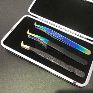 Pince à cils en acier inoxydable durable ronde de type L Volume russe Extension de cils pointe en fibre de beauté pince à épiler à botte pointue - Product Image 6