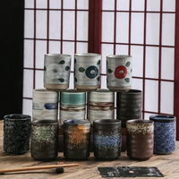 Tasse à thé en grès japonais, tasse en céramique texturée faite à la main, motif multi-glaçures, tasse à eau pour la maison, le restaurant, l'hôtel et le café