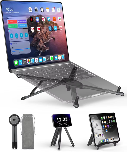 New Strong Travel Portable Magnetic Phone Tripod Stand Aluminum Alloy Foldable Lay Flat Fix Compatible Laptops/Tablets/Mobile