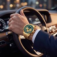 Montre à quartz étanche pour homme, bracelet en acier inoxydable, aiguilles lumineuses, cadran multicolore, idéale pour le quotidien