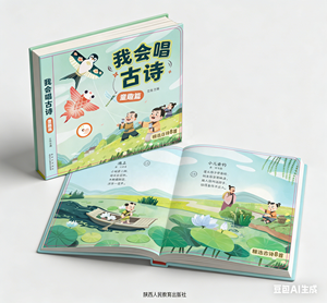 Livre sonore interactif « Je peux chanter » pour enfants, apprenant les poésies chinoises anciennes sur les moments de jeunesse heureux - Product Image 1