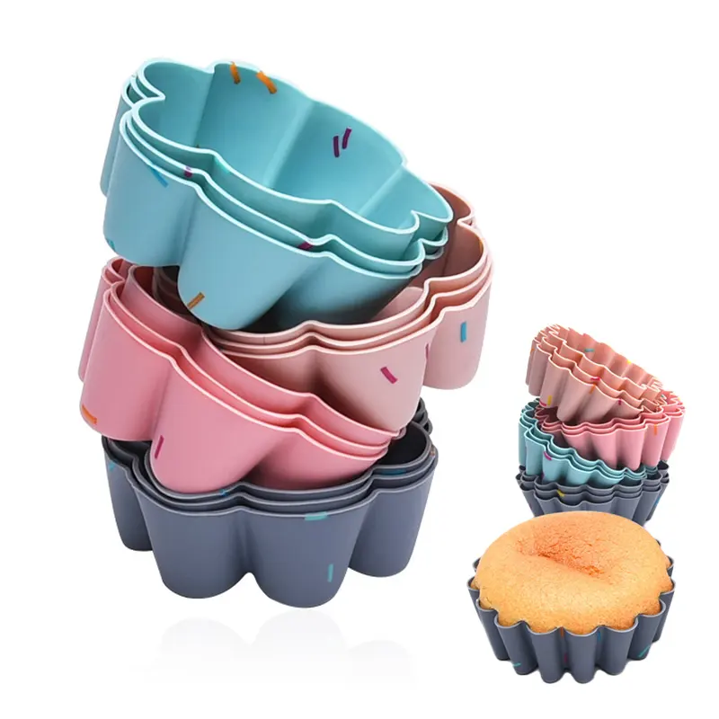 Huishoudelijke Oven Bakgereedschap Food Grade Siliconen Cake Cup Pudding Hoge Temperatuur Custard Taartmuffin Cup Mal