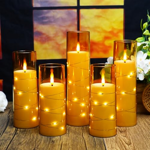 Vela LED Electrónica de Acrílico con Llama 3D Intermitente, Funciona con Batería, con Cadena de Luces y Temporizador Remoto para Decoración del Hogar - Product Image 5