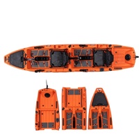 Kayak de pêche modulaire détachable à double pédale LSF, 3 ou 2 pièces, deux places, en plastique, avec moteur électrique