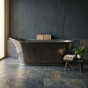 Baignoire autoportante ovale en cuivre, baignoire métallique rustique marron vintage pour salle de bain, villa, hôtel - Artisanat indien - Product Image 2