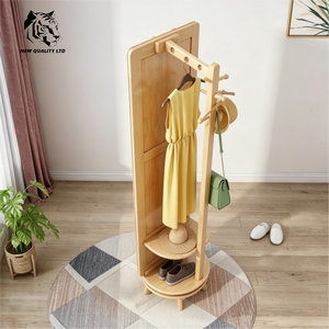 furniture factory good price customize huge stock eco-friendly floor mirror new designed bedroom furniture wood mirror coat rack - Product Image 4