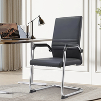 Chaise d'Invité en Cuir de Style Moderne avec Accoudoirs pour Bureau ou Maison pour les Visiteurs