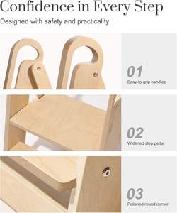 Taburete de Madera para Niños, Muebles Infantiles, Asiento Sólido y Resistente, Taburete de Madera Maciza para el Hogar, Baño, Cocina, Niños Pequeños - Product Image 4