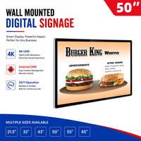 KINGONE Écran tactile intelligent Android 43 49 55 65 pouces, lecteur publicitaire réseau CMS ultra-fin, moniteur 4K, écran LCD mural