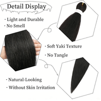 4X Mèches synthétiques Yaki pré-étirées pour tresses Box Braids, 60 pouces, 400g, thermoformables à l'eau chaude, ignifuges, en vrac, pour extensions au crochet