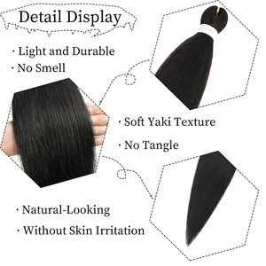 4X Mèches synthétiques Yaki pré-étirées pour tresses Box Braids, 60 pouces, 400g, thermoformables à l'eau chaude, ignifuges, en vrac, pour extensions au crochet - Product Image 5