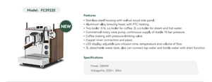 เครื่องชงกาแฟกึ่งอัตโนมัติ สเตนเลสสตีล รุ่น Professional 2850W ดีไซน์วอลนัท สำหรับเอสเพรสโซ/คาปูชิโน เหมาะสำหรับโรงแรม กำลังไฟ 2850W - Product Image 4