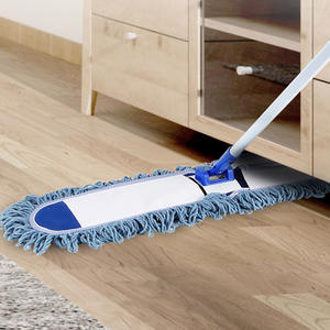 Tamaño a 4 de color de algodón de cabeza plana trapeador con mango - Product Image 5