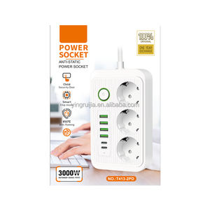 ปลั๊กไฟยุโรป3ช่องพร้อมพอร์ต USB 6ช่องสายต่อ3ช่องพร้อม USB และ Type-C ปลั๊กไฟยุโรป - Product Image 6