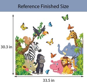 Pegatinas de pared de animales de dibujos animados, pegatinas de pared de animales de la selva, elefante, León, cebra, mariposa, decoración de pared, <span class=keywords><strong>niños</strong></span>, bebé, vinilo DIY M - Product Image 6