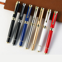 Stylo à bille en métal blanc avec garniture dorée ou argentée, encre noire, logo personnalisé, stylo cadeau promotionnel