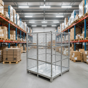 공간 효율적인 접이식 디자인 아연 도금 코팅 대형 금속 보관 케이지 - Product Image 1