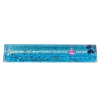Règle aquatique en plastique PMMA acrylique en forme de triangle de 19 cm avec paillettes, sable mouvant, bulles liquides, huile, eau bleue