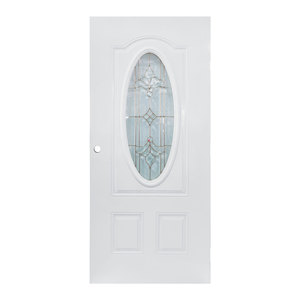 Puerta de Entrada de Seguridad Moderna de Acero Inoxidable Onda, Entrada Frontal de PVC con Acabado Metálico para Uso Interior en Casas y Villas - Product Image 1