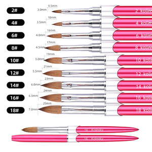 Pinceau à ongles en acrylique Kolinsky rose, taille 8 10 12 14 16, poils purs, pinceau professionnel pour la peinture d'art sur ongles - Product Image 2