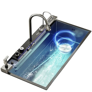 Extra Large Single Bowl Stainless Steel Waterfall <strong>Kitchen</strong> <strong>Sink</strong> Digital Display Multifunctional Household Vegetable Washing <strong>Sink</strong> - Product Image 2