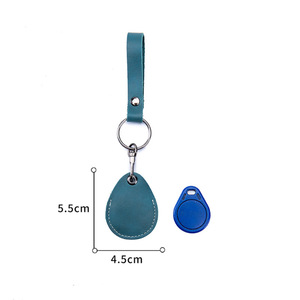 Cross-border PU leather teardrop-shaped access <b>card</b> <b>holder</b>/keychain, mini coin <b>holder</b>/<b>card</b> <b>holder</b>/<b>card</b> sleeve in macaron colors - Product Image 3