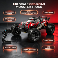 LKTOYS Camion monstre RC sans balais à l'échelle 1/10, 2.4G 4x4, véhicule électrique tout-terrain d'escalade 52KM/H avec lumières HS10521